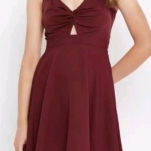 Women Fit And Flare Maroon Dress
