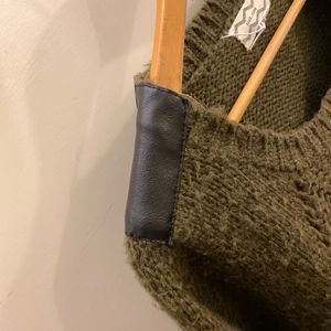 Sweater With Leather Arm Patch