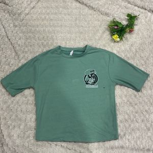 Green Crop Oversize T-shirt