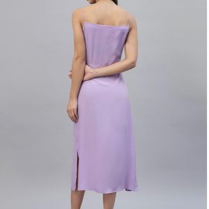 A-line Satin Cowl Neck Lavender Evening Dress 🪻✨