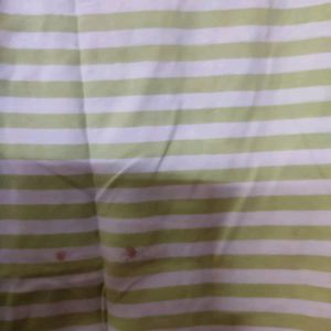 White With Green Stripes Women Tshirt