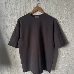 Huns Grey Textured Oversized Tee