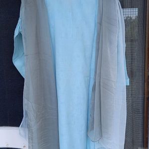 Stitched Blue Salwar Suit Set With Dupatta