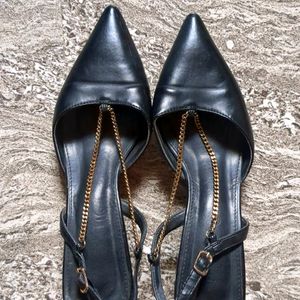 Black Faux Leather Heels