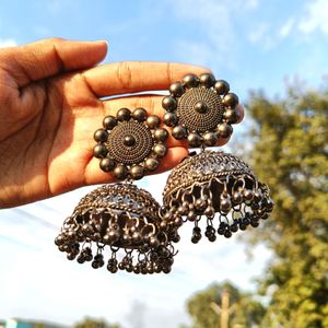 Boho Oxidised Jhumkas🖤