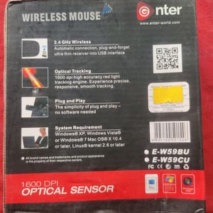 Enter E-W59BU Wireless Laptop Mouse, Mini Silent