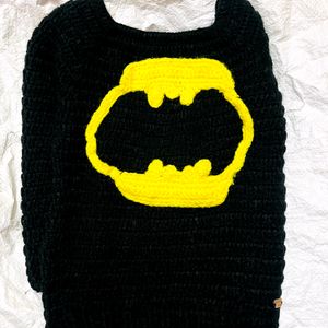 Black Batman Handmade Sweater For Kids(18-24months