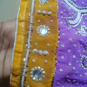 Saree With Stone Work,beads  work and small bead