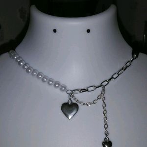 punk heart chained necklace