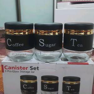 Classy Tea, Coffee, Sugar Container Set in Black