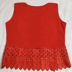 Red Top With Lace In The Bottom