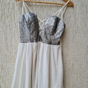 Sequined Skater White Dress