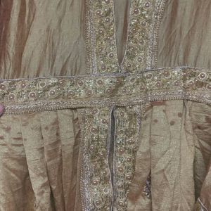 Designer Gold Gown Full Sleeves