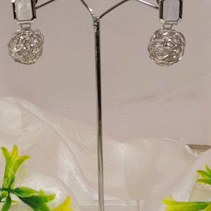 Nest Style Earrings Silver Colour