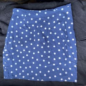 Blue Polka Dot Mini Skirt