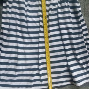 Stripped Dress With Buckle For Belt