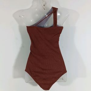 Brown Plain Casual Body Suit (Women)