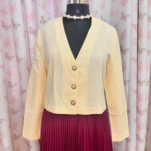 Yellow Crop Blazer Shirt