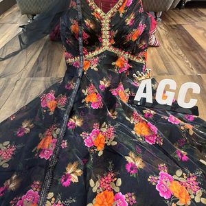 pure organza floral gown detailed with Hand Work