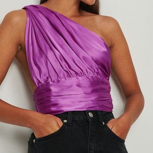 Satin Purple Party Crop Top