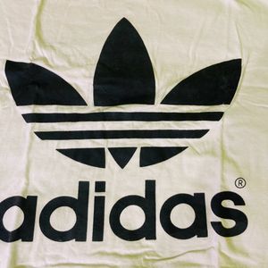 White Crop Tee With Black Print Adidas Wrote