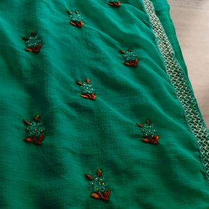 Green Embroidery Saree