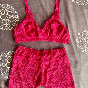 Hot Pink Bridal Lingerie Set For Women