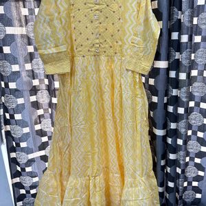 Flared Yellow Long Kurti