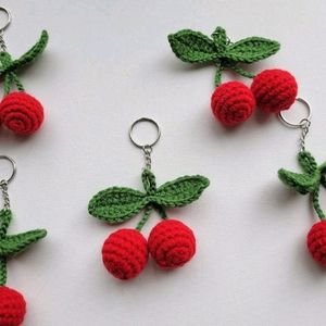 Crochet Cherry Keychain 🍒