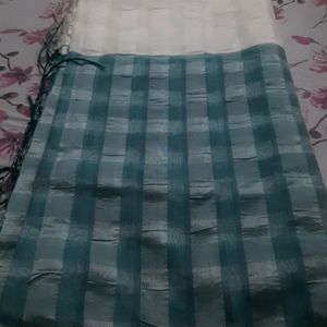 Sea Green Off White Golden Jori Border Saree