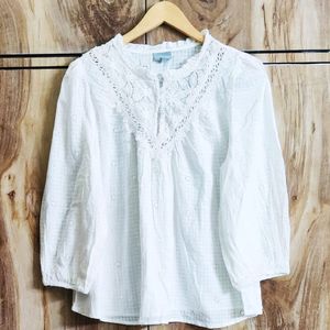 White Embroidery Work Top Size-40-42