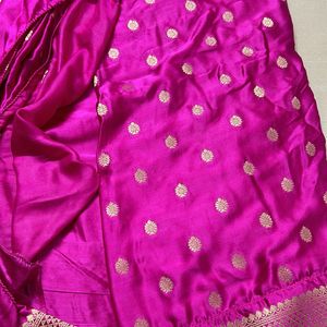 Gajji Silk Saree With Blouse 38 Siz Hot Pink Colou