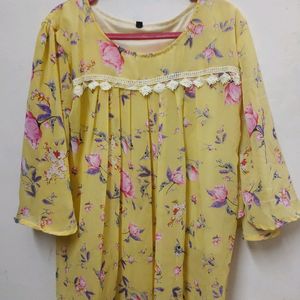 Yellow Printed Tunic Top