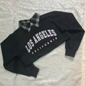 Check Collar Crop Sweatshirt