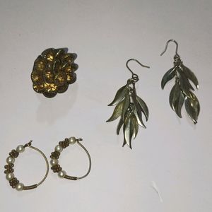 combo of earrings and one ring