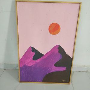 Handmade Sun & Hills Original Painting