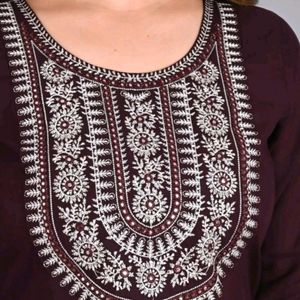 Burgundy Kurti Set Cotton