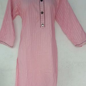 Lite Pink & Silver Full Suit Kurthi Spl Neck