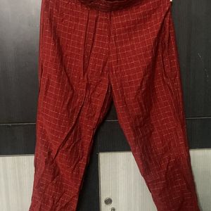 Maroon Straight Cut Palazzo