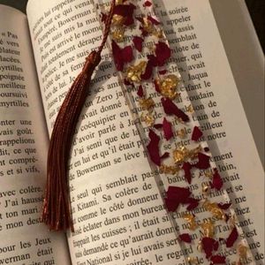 Golden And Rose Petal Book Mark