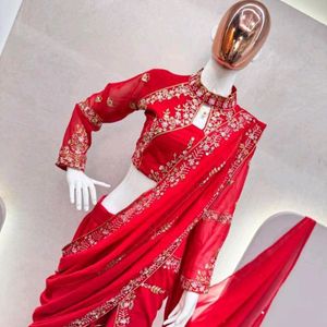 Red Lehenga Saree