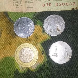 786 10rs Note, 5rs Notes, Coins