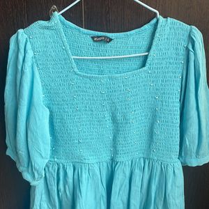 Cyan Peplum Top