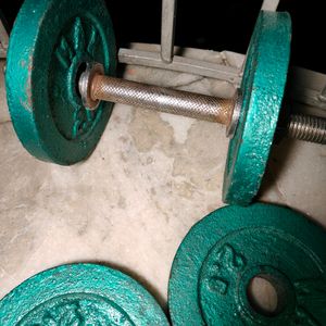 Iron Dumbbell 15kg And Rod +250 Gm