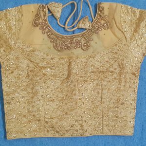 New Golden Net Blouse With Heavy Work