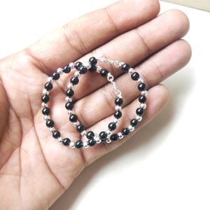 Pure Silver & Black Crystals Baby Nazariya 1जोडी.