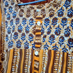 Ajrakh fabric Kantha stitch Long One side Pocket