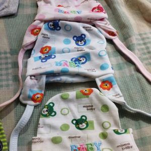 Baby Boy Dress And 3 Newborn Caps Combo