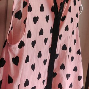 New Pink Heart Print Top