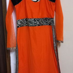 Elegant Ethenic Dress Orange/coral